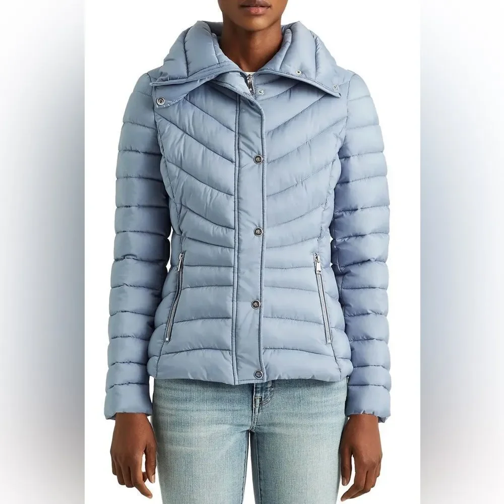 RALPH LAUREN Packable Puffer Jacket - Dusty Blue